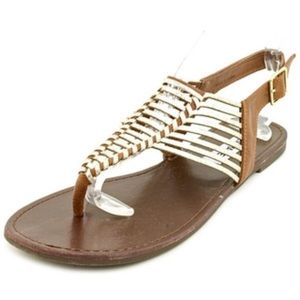 Steve Madden brown and metallic gold sandal